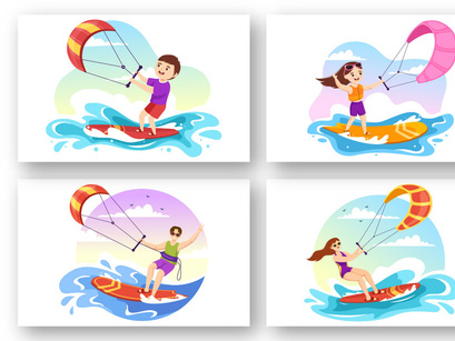 12 Kitesurfing Illustration