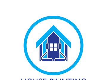 logo icon illustration house paint with a blend of brushes and rollers for house wall paint design, minimalist house, painting, interior, building, property business, wallpaper, vector concept preview picture