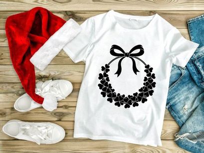 Shamrock Wreath with Bow Silhouette