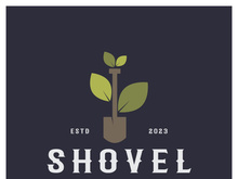 Shovel logo for agriculture, excavation,building, mining foundation. gardening vector set design with leaves