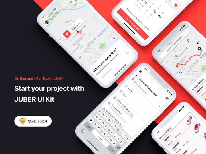 JUBER - Car booking UI Kit for SKETCH