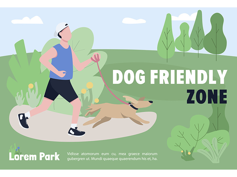 Dog friendly zone banner flat vector template