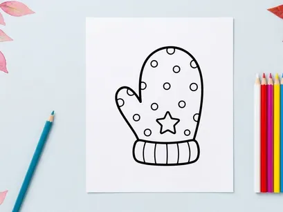 Sarung tangan Halloween bergambar tangan dengan titik-titik dan bintang. Sarung tangan kartun musim dingin yang nyaman untuk desain musim liburan yang meriah.