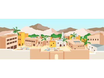 Tunisian medina flat color vector illustration preview picture