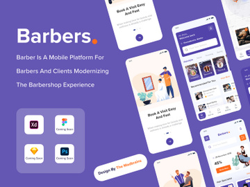 Book Barber Shop Near XD UI KIT Template preview picture