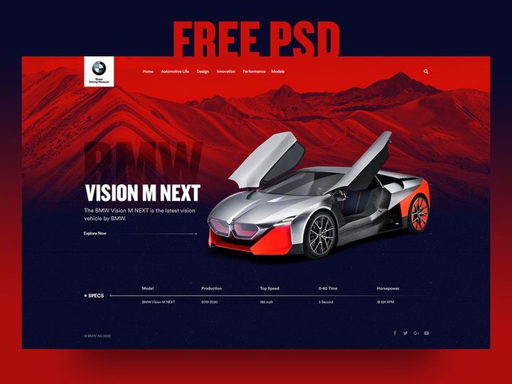 Car Landing Page Free PSD