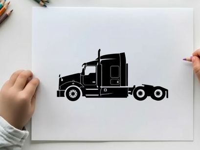 Silhouette of a semi truck with trailer