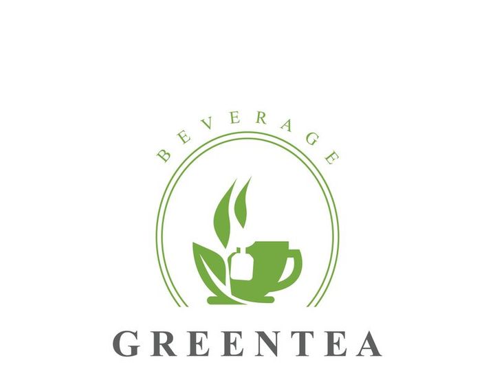Green tea logo, herbal, organic health minimal design template