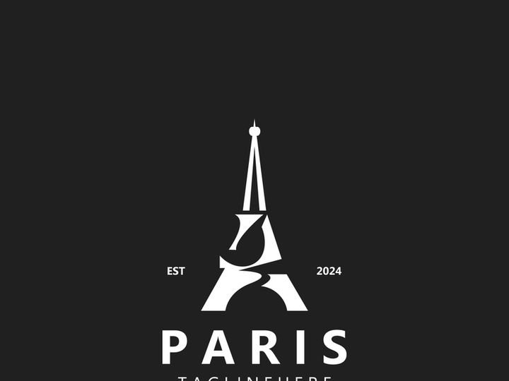 Tower Paris france Black Silhouette logo design template Illustration