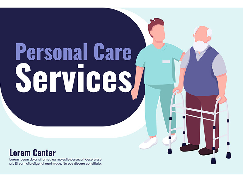 Personal care service banner flat vector template