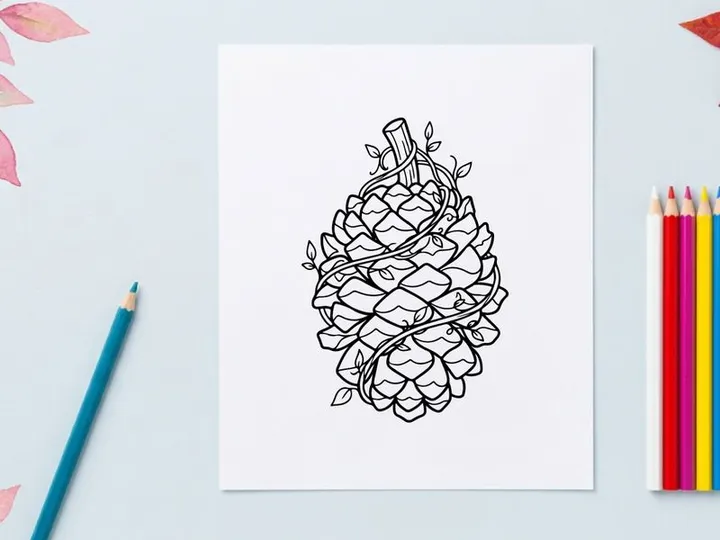 Decorative pine cone with ribbon and floral accents. Elegant holiday ornament for festive decor.