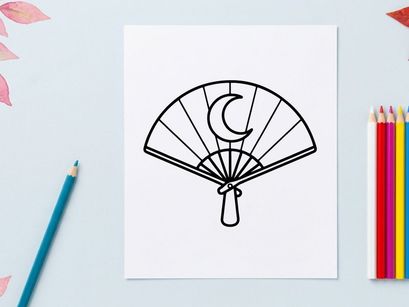 Handgezeichneter Halloween-Papierfächer mit gruseligem Fledermaus-Design. Vektorieller Deko-Zusatz für festliche Partydekoration und saisonale Bastelprojekte.