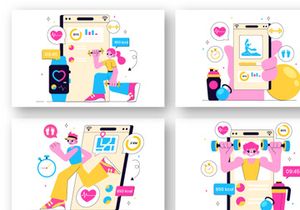 10 Virtual Fitness App Promotion Illustration