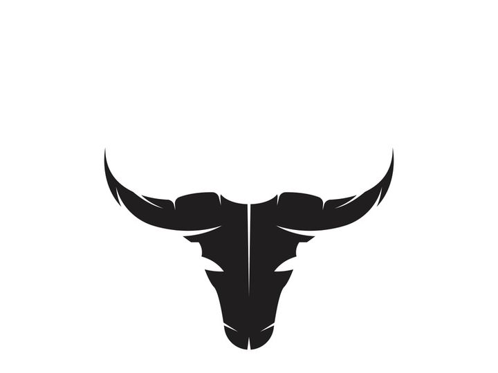 Retro vintage bull head horns logo.
