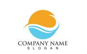 Wave Blue Water beach Logo vector Icon