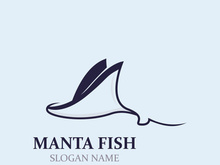 Manta fish or stingray logo design vector vintage illustration skate fish ocean