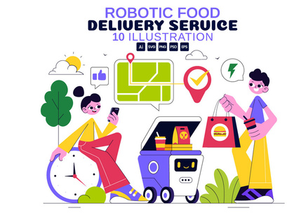 10 Robotic Food Delivery Service Illustration