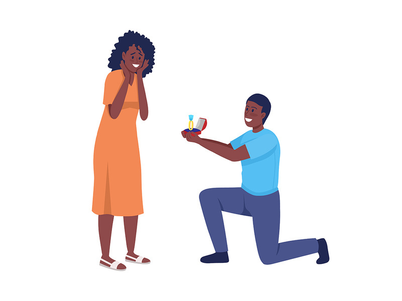 Man proposing to his beloved semi flat color vector characters