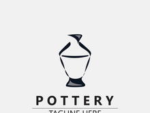 Pottery logo design handmade, creative traditional mug craft sign concept inspiration nature workshop