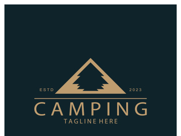 vintage and retro tent logo, camping. With tent, tree and bonfire sign. adventurers, scouts, climbers, camping equipment center preview picture