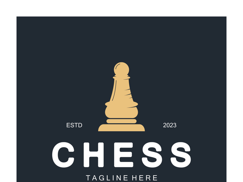 Chess strategy game logo with horse, king, pawn, minister and rook. Logo for chess tournament, chess team, chess championship, chess game application.