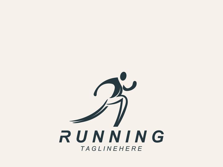 Running sport athlete logo design concept illustration template