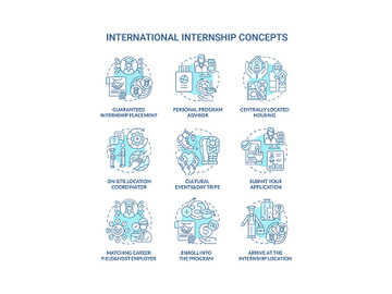International internship concept icons set preview picture