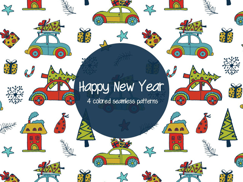 Happy New Year Illustration Vector Free Pattern