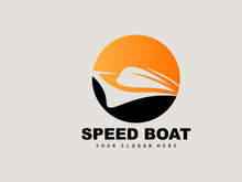 Speed Boat Logo, Fast Cargo Ship Vector, Sailboat, Design For Ship Manufacturing Company, Waterway Shipping, Marine Vehicles