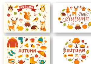 21 Panoramic Autumn Vector Illustration