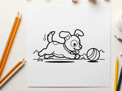 Cute puppy playing with soccer ball vector illustration