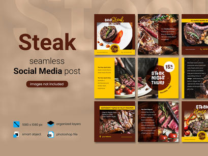 Steak Social Media Post - brown color theme