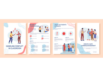 Conflict in classroom flat vector brochure template preview picture