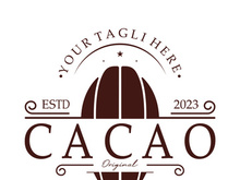 cocoa logo,cocoa bean,cocoa tree,cocoa branches and leaves,chocolate mix on white background,vintage,modern,simple,minimalist icon illustration template design vector