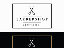 Barbershop logo in vintage style with the concept of scissors, razor and other tools.Logo for business, salon, label and barbershop.