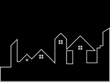 Modern city line buildings logo icons template