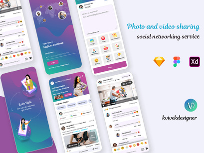 Photo and Video Sharing Social Networking Service Mobile App UI Kit