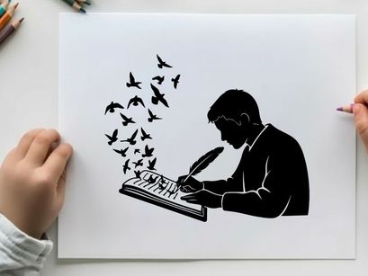 ilustrasi vektor tulisan profesional bisnis dengan gagasan terbang