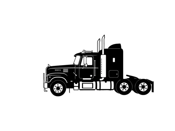 Silhouette of a semi truck tractor unit with sleeper cabin