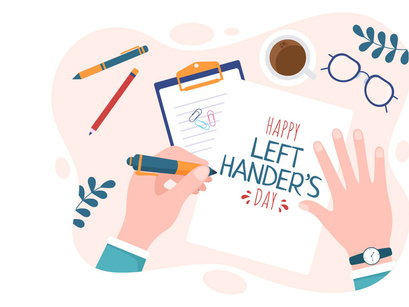 15 Left Handers Day Celebration Illustration