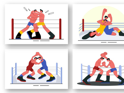 9 Wrestling Sport Illustration