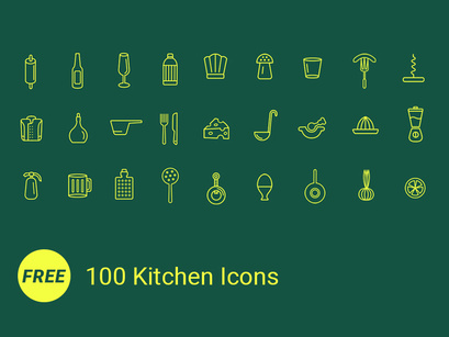 100 Free Icons / Kitchen [AI]
