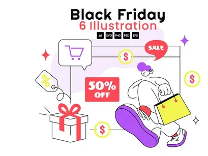 6 Black Friday Illustration