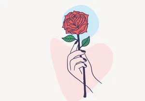 Women Hand Give a Flower, Vector Illustration