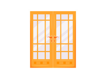 Double ornate door flat color vector object preview picture