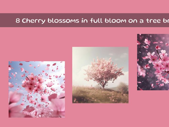 Cherry blossoms in full bloom on a tree branch