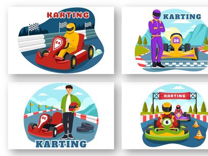 9 Karting Sport Illustration