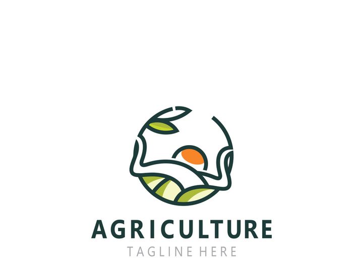 Agriculture Farm Logo Design. Premium country farming field natural harvest