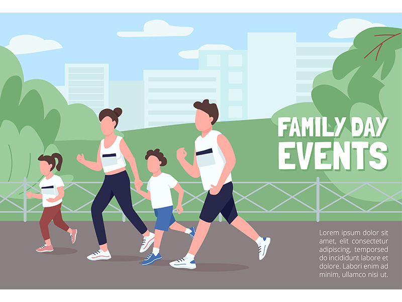 Family day events poster flat vector template