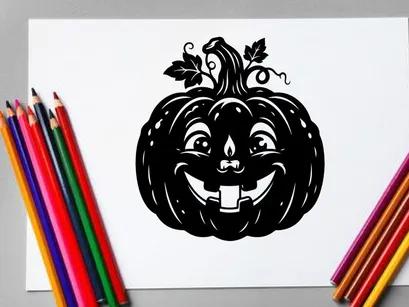 Halloween Pumpkin Carving with Smiling Jack-o'-Lantern Face